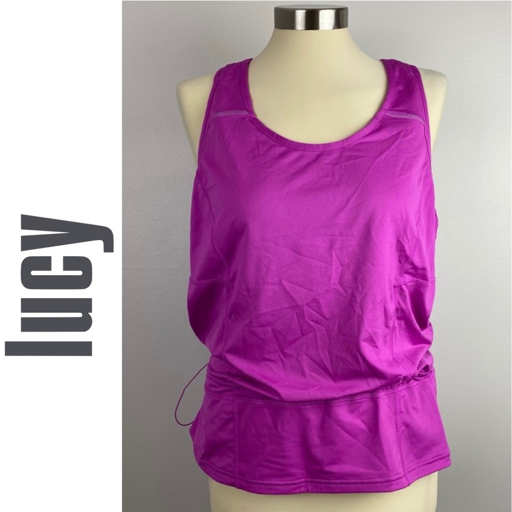 Lucy Large Pink Athletic Tank Sleeveless Pocket